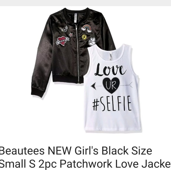 NWT 2pcs! ACCENT Patched Satin bomber jacket and selfie tank top - Picture 3 of 4